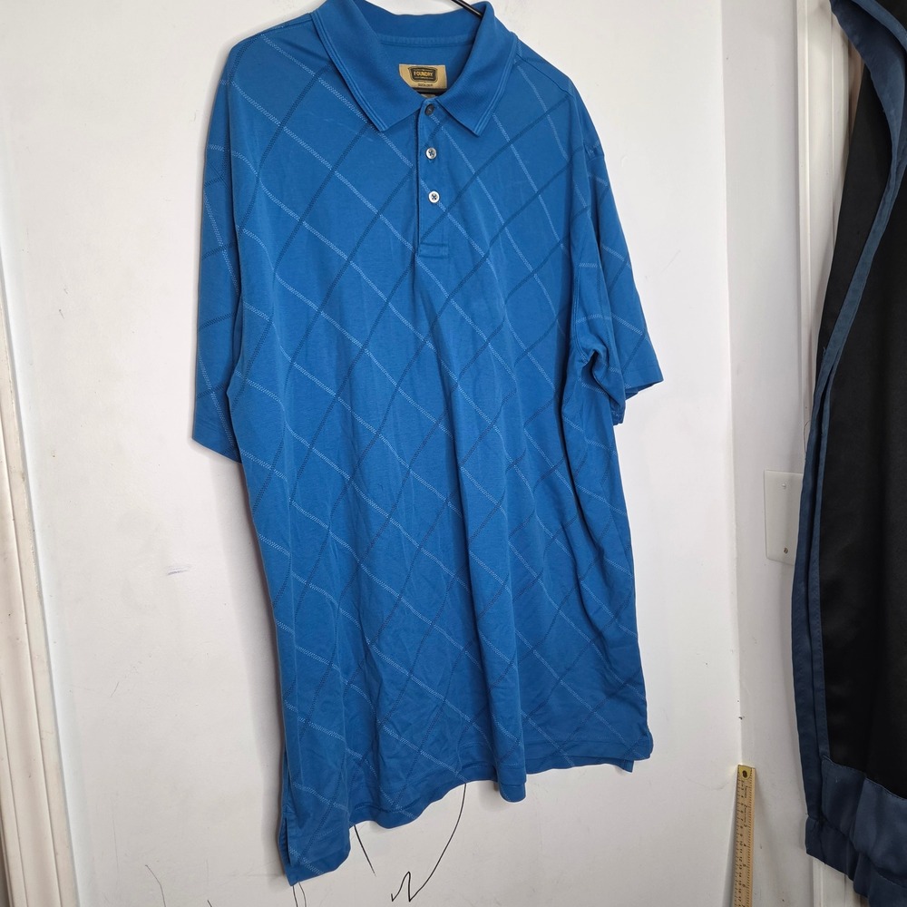 Foundry Supply Co Blue Diamond Grid Quick-Dri Polo Shirt Mens 2XLT Pima Cotton